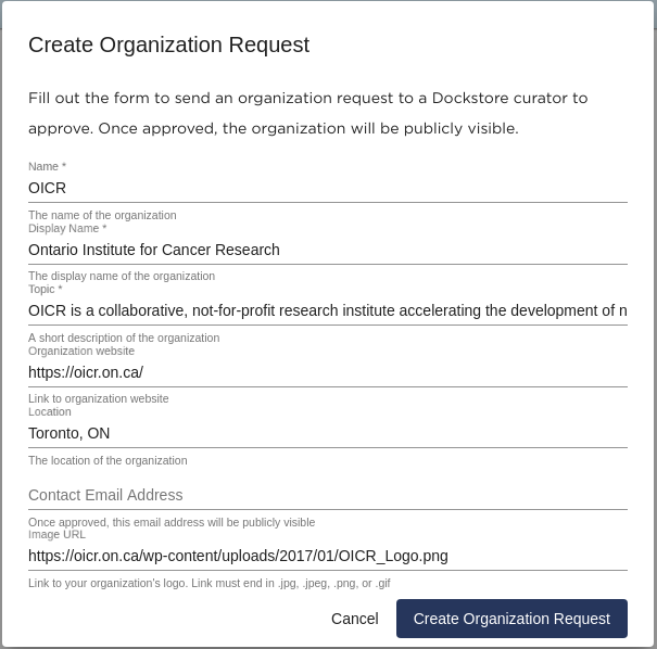 Create Organization Request