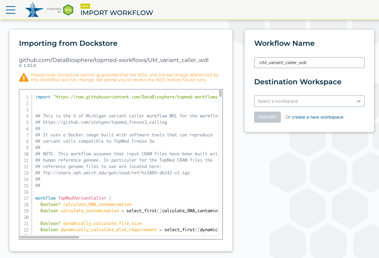 WDL workflow import