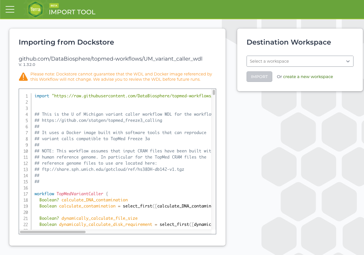 WDL workflow import